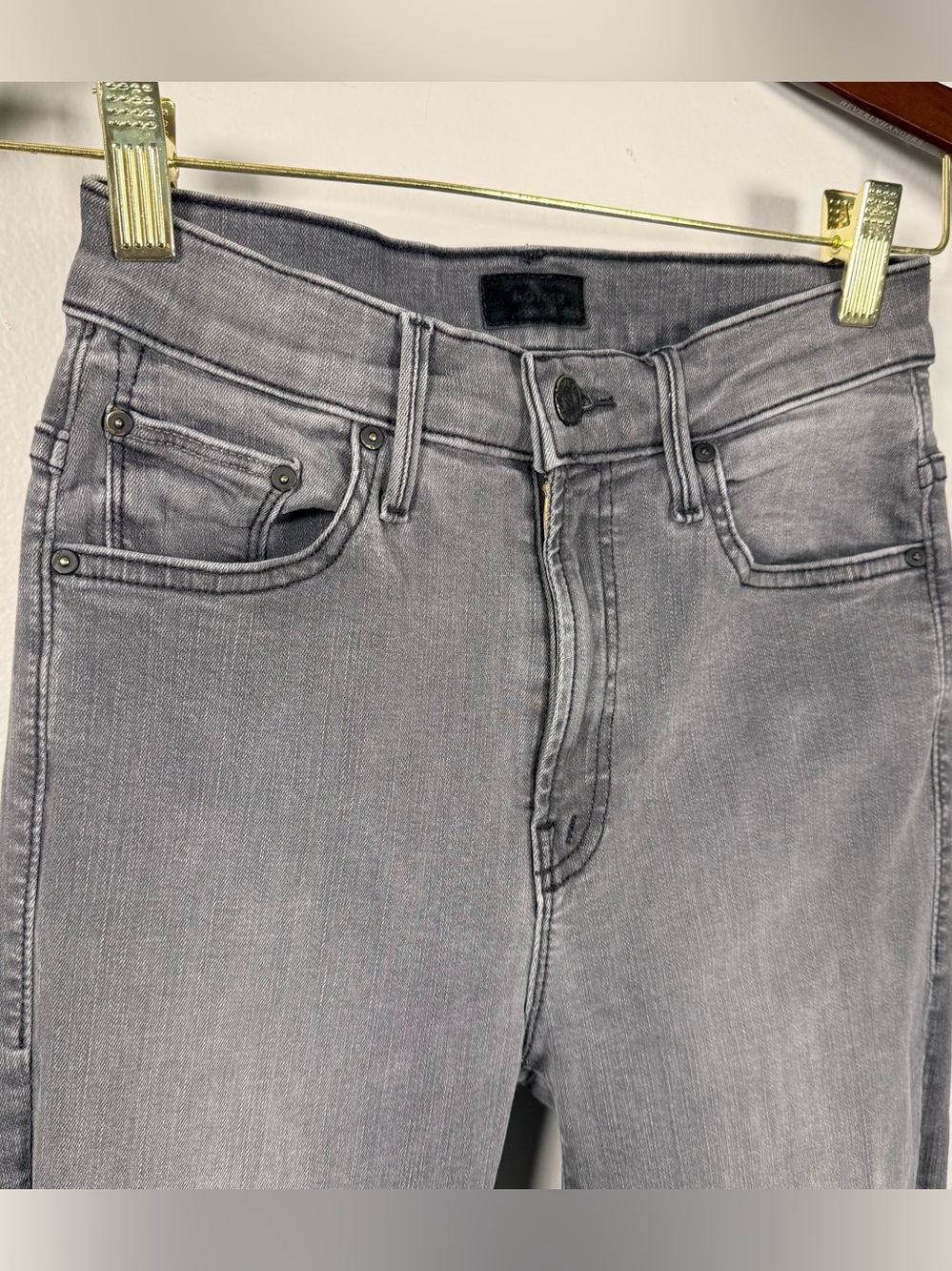 Mother Jeans The Insider Crop Step Fray Grey Dancing In The Moonlight Size 25 - Picture 5 of 15
